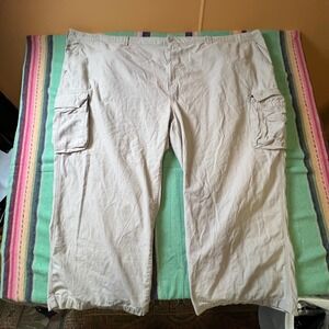 True Nation Cargo Pants Mens 66x30 Khaki Tan Cotton Utility Workwear Relaxed Fit